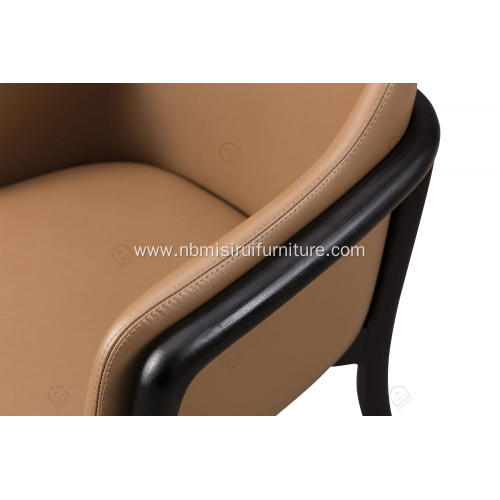 Designer brown leather armrest single chairs